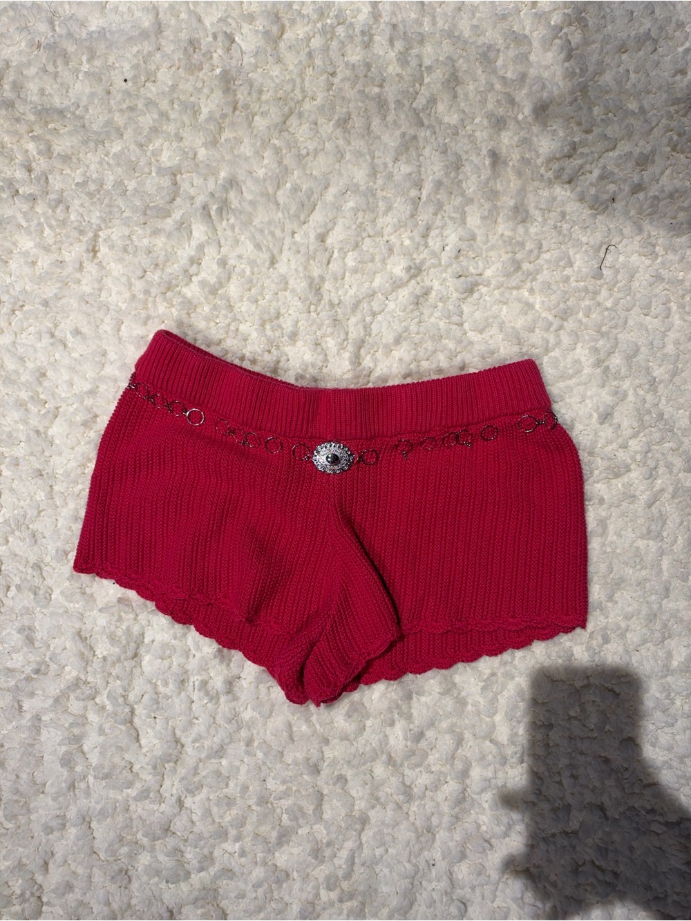 Forever 21 Hot Pink Knit Bike Shorts with Decorative Chain